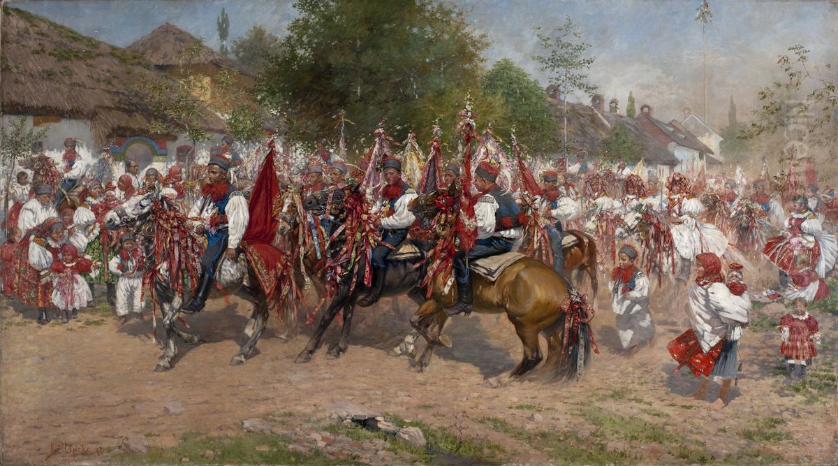 Jizda kralu Oil Painting by Joza Uprka