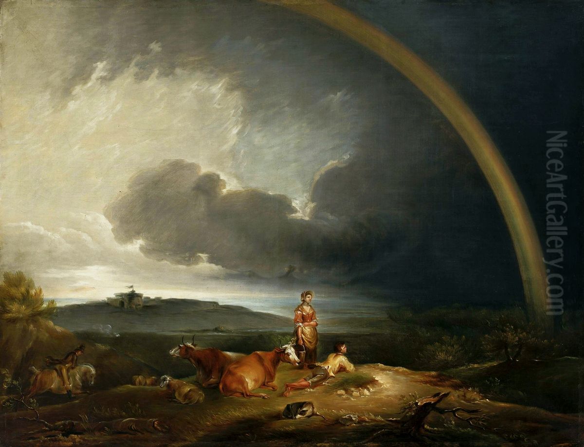 Krajobraz z tecza Oil Painting by Francis Bourgeois