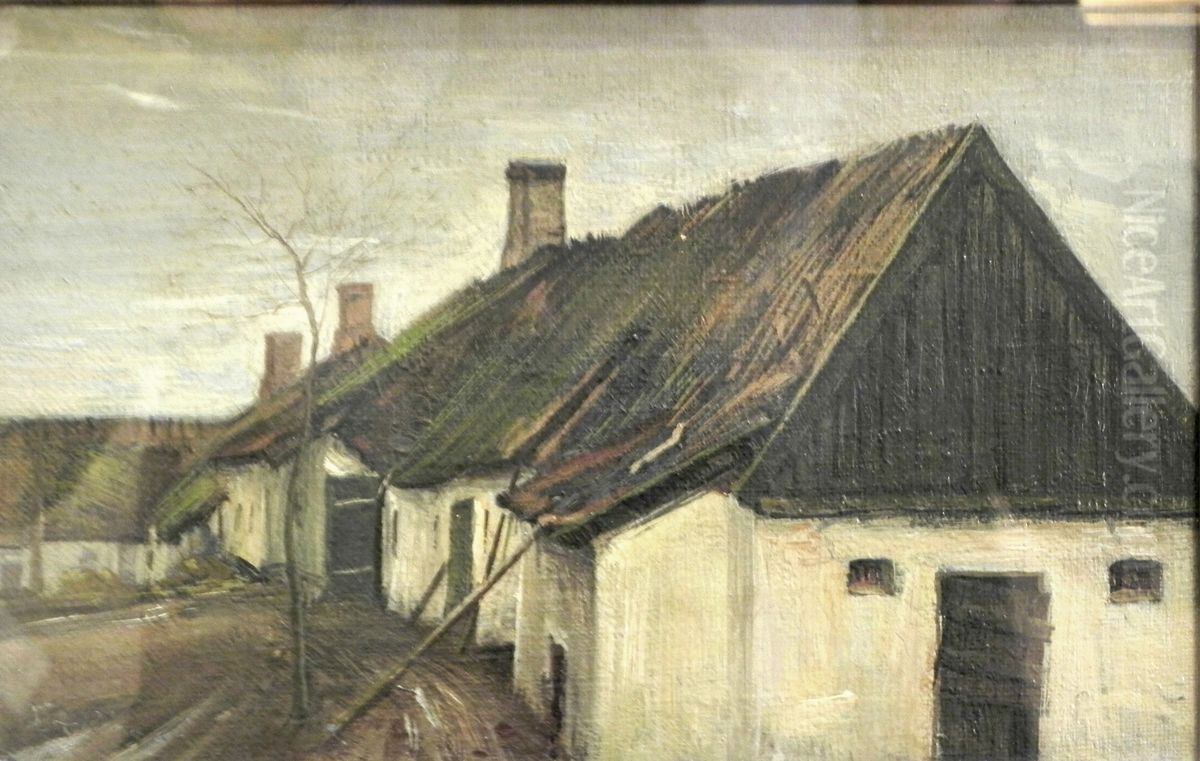 Huse i Hersted Oil Painting by Laurits Andersen Ring