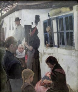 Folk foran deres hus