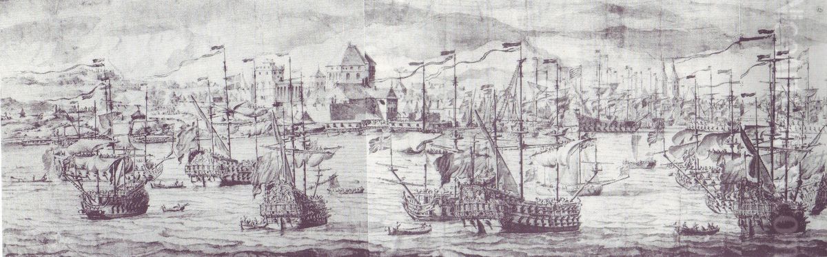 The arrival of the English squadron near the shore of Bergen in Norway, 2-12 August 1665 Oil Painting by Willem van de, the Elder Velde The arrival of the English squadron near the shore of Bergen in Norway, 2-12 August 1665 Oil Painting by Willem van de, the Elder Velde