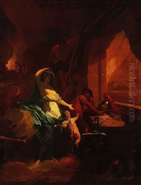 Venus at the Forge of Vulcan. Oil Painting by Jean Jouvenet