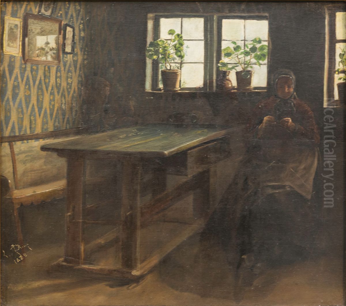 Country interior Oil Painting by Laurits Andersen Ring