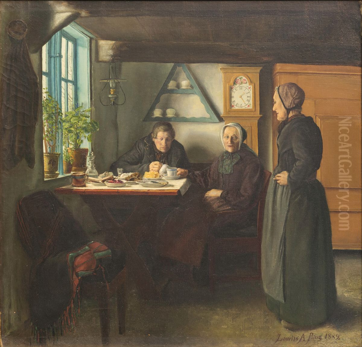 Christmas visit Oil Painting by Laurits Andersen Ring