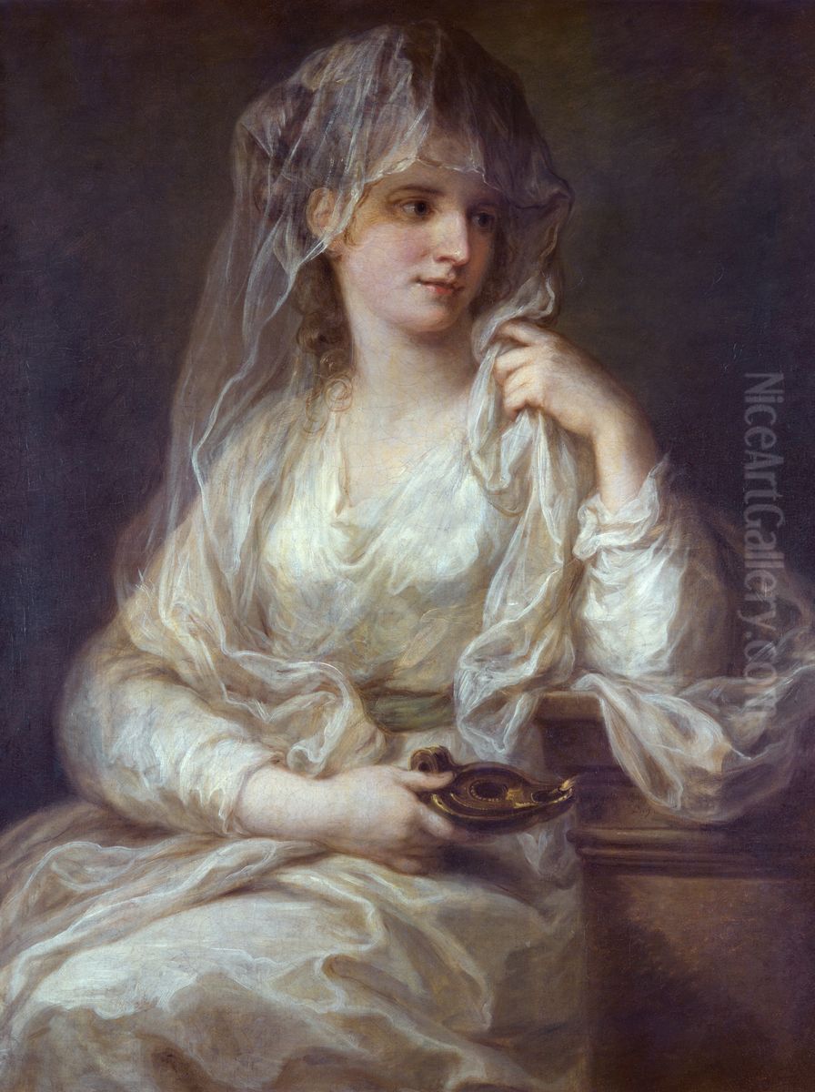 Portrait of a lady as Vestal Virgin Oil Painting by Angelica Kauffmann