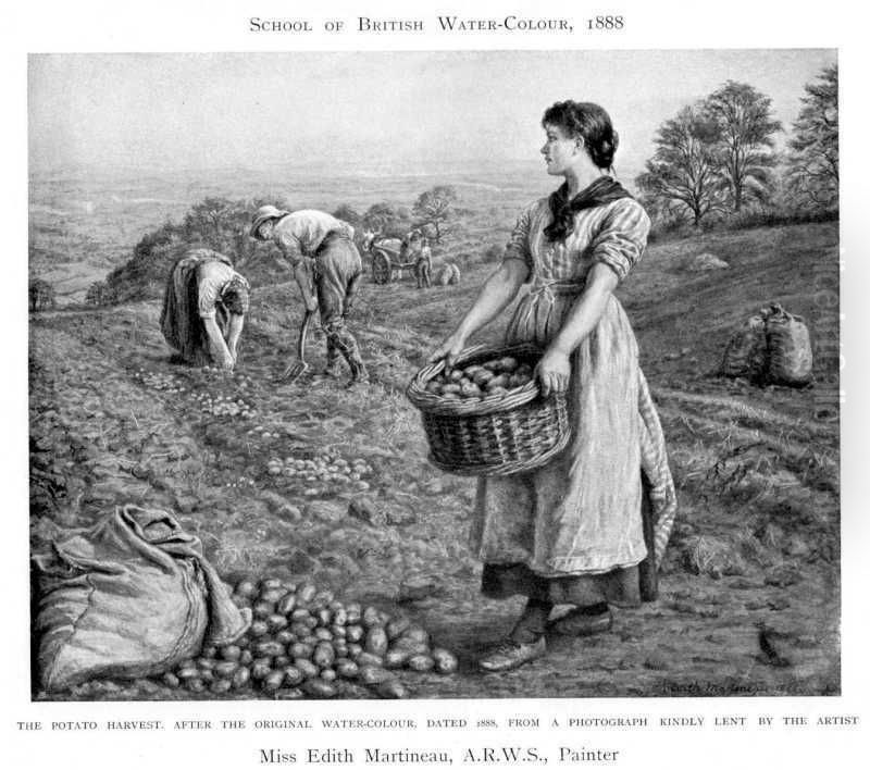 Potato Harvest Oil Painting by Edith Martineau