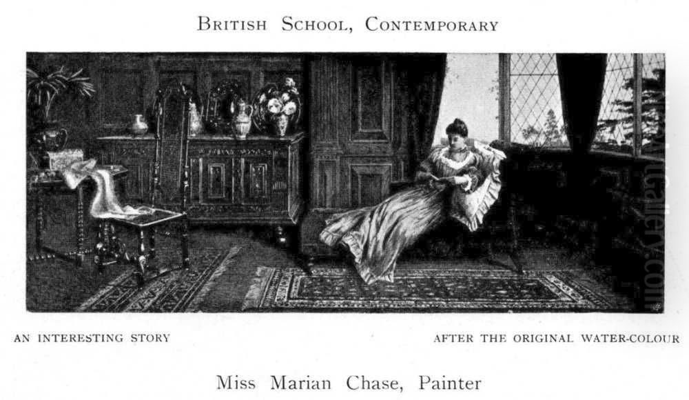 An Interesting Story Oil Painting by Marian Emma Chase