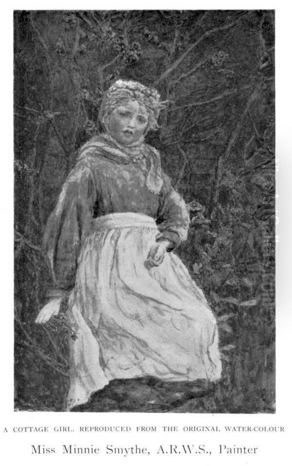 A Cottage Girl Oil Painting by Minnie Smythe