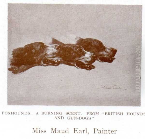 Foxhounds, a burning scent Oil Painting by Maud Earl