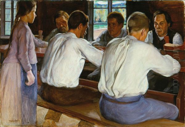 Maltiden Oil Painting by Pekka Halonen