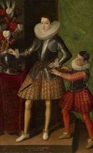 Portrait of Giuliano II Cesarini  (1572-1613), Duca di Civitanova Marche and Marchese di Civita Lavinia, aged 14, with his page