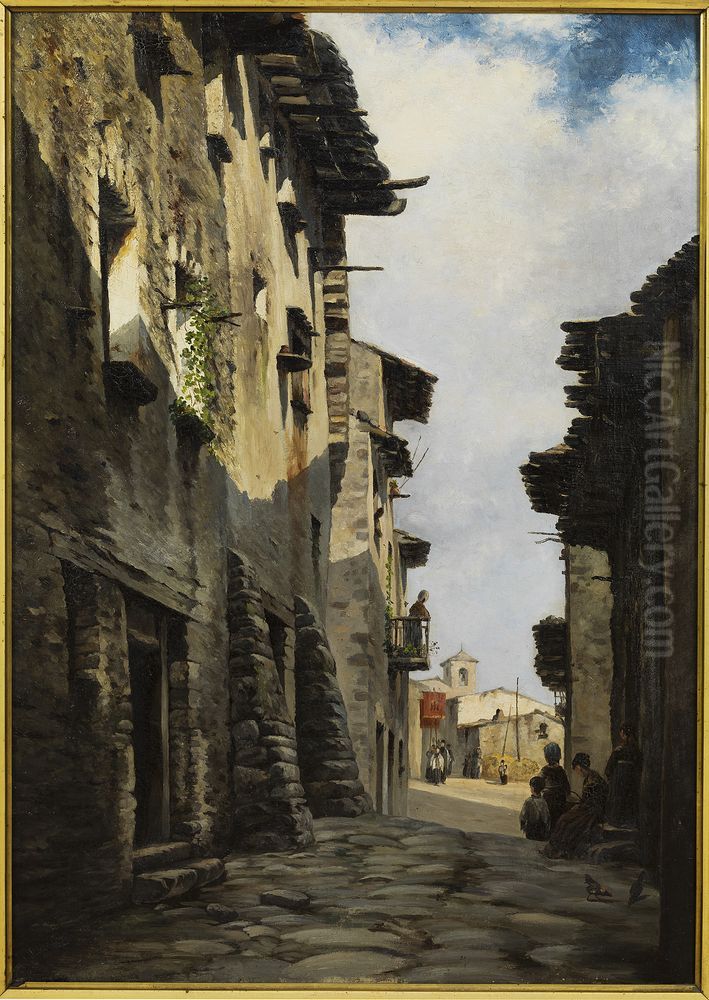 Carrer de poble Oil Painting by Rafael Maso i Valenti
