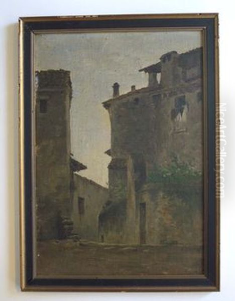 Carrer Oil Painting by Rafael Maso i Valenti