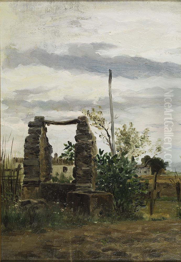 Masia amb pou Oil Painting by Rafael Maso i Valenti