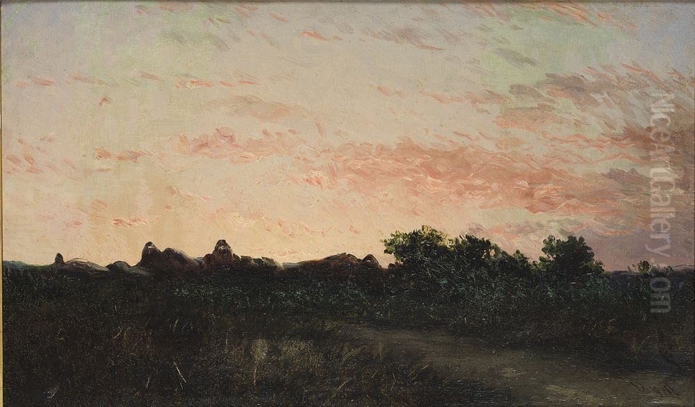 Paisatge al capvespre Oil Painting by Modest Urgell