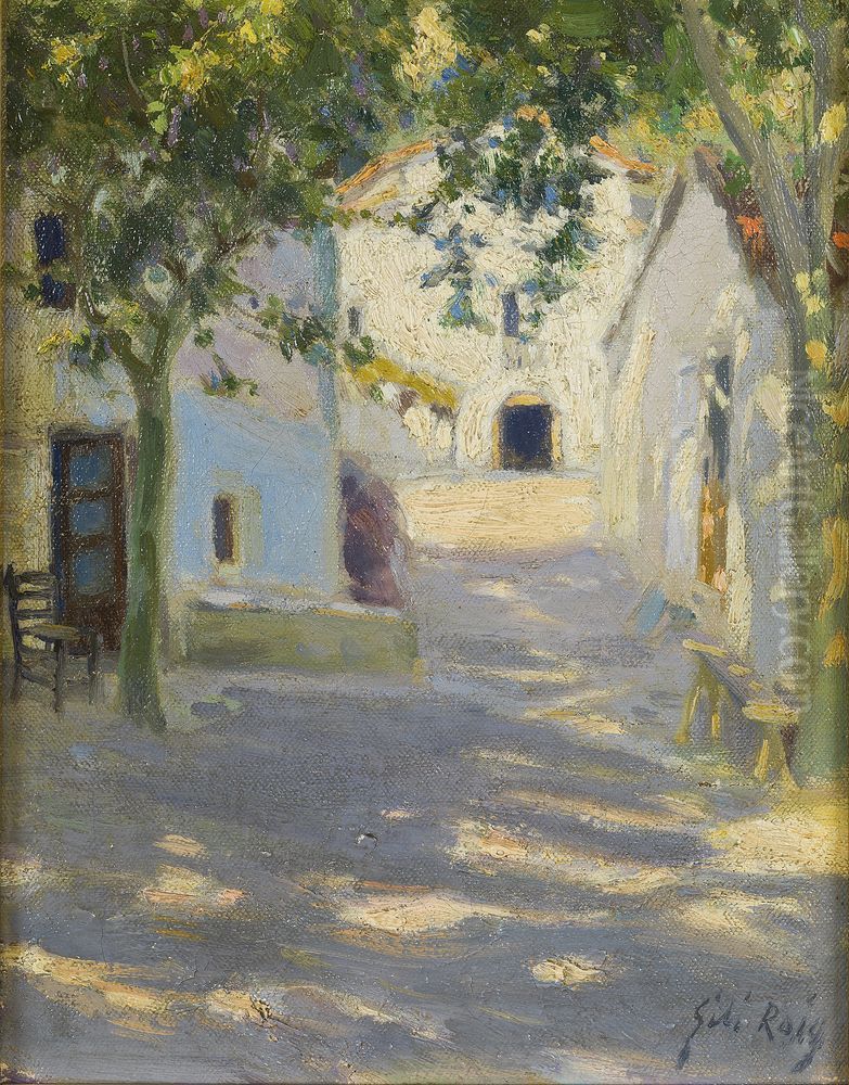 Carrer al sol Oil Painting by Baldomer Gili i Roig