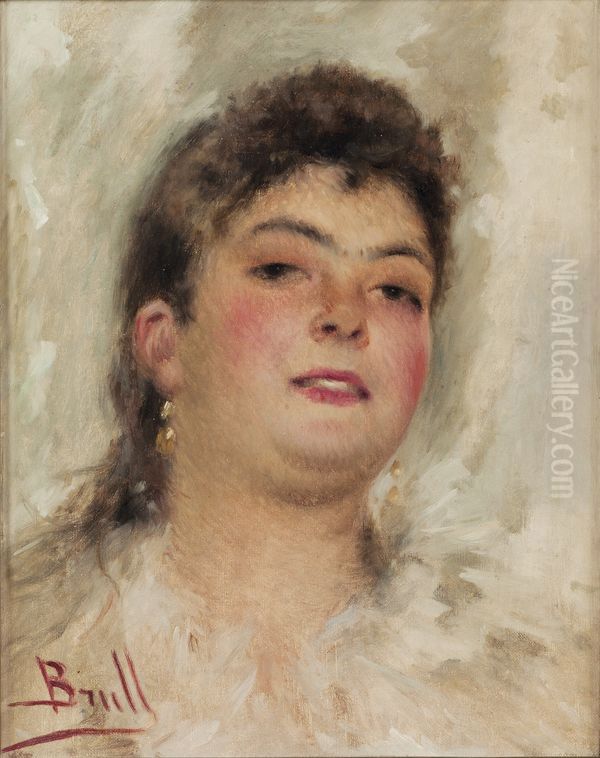 Retrat d'una dona jove Oil Painting by Joan Brull Vinyoles