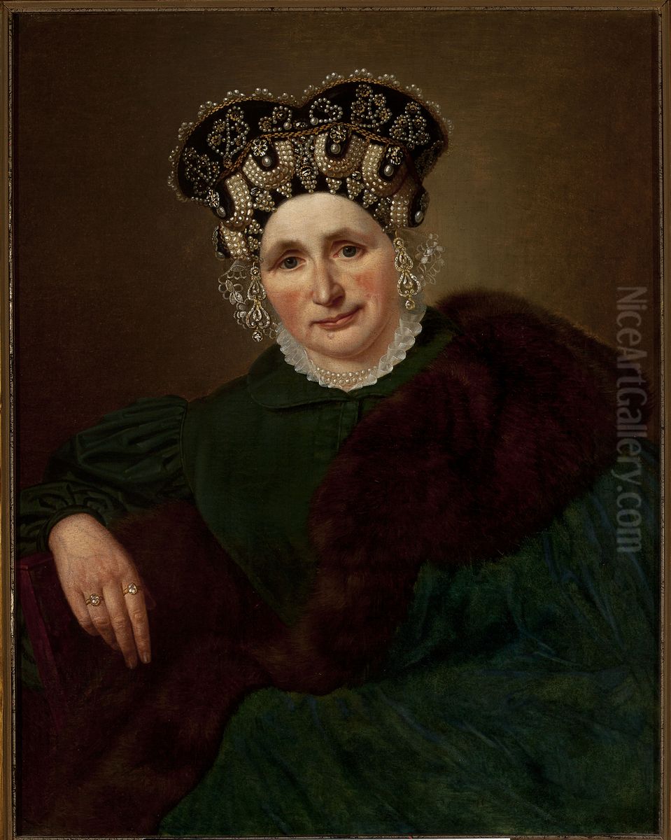 Portrait of Mrs. Pozner Oil Painting by Jan Sikorski