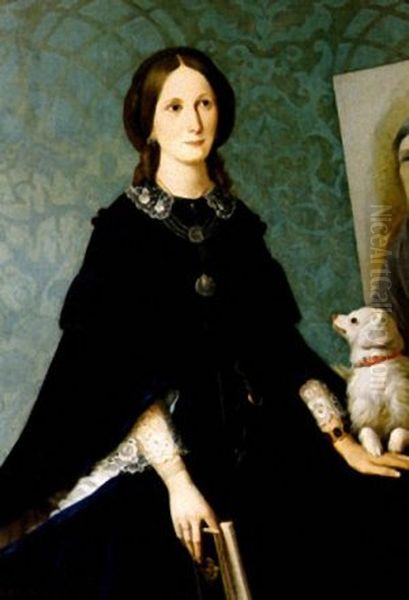 Self-portrait in Uffizi Gallery Oil Painting by Louisa Grace Bartolini