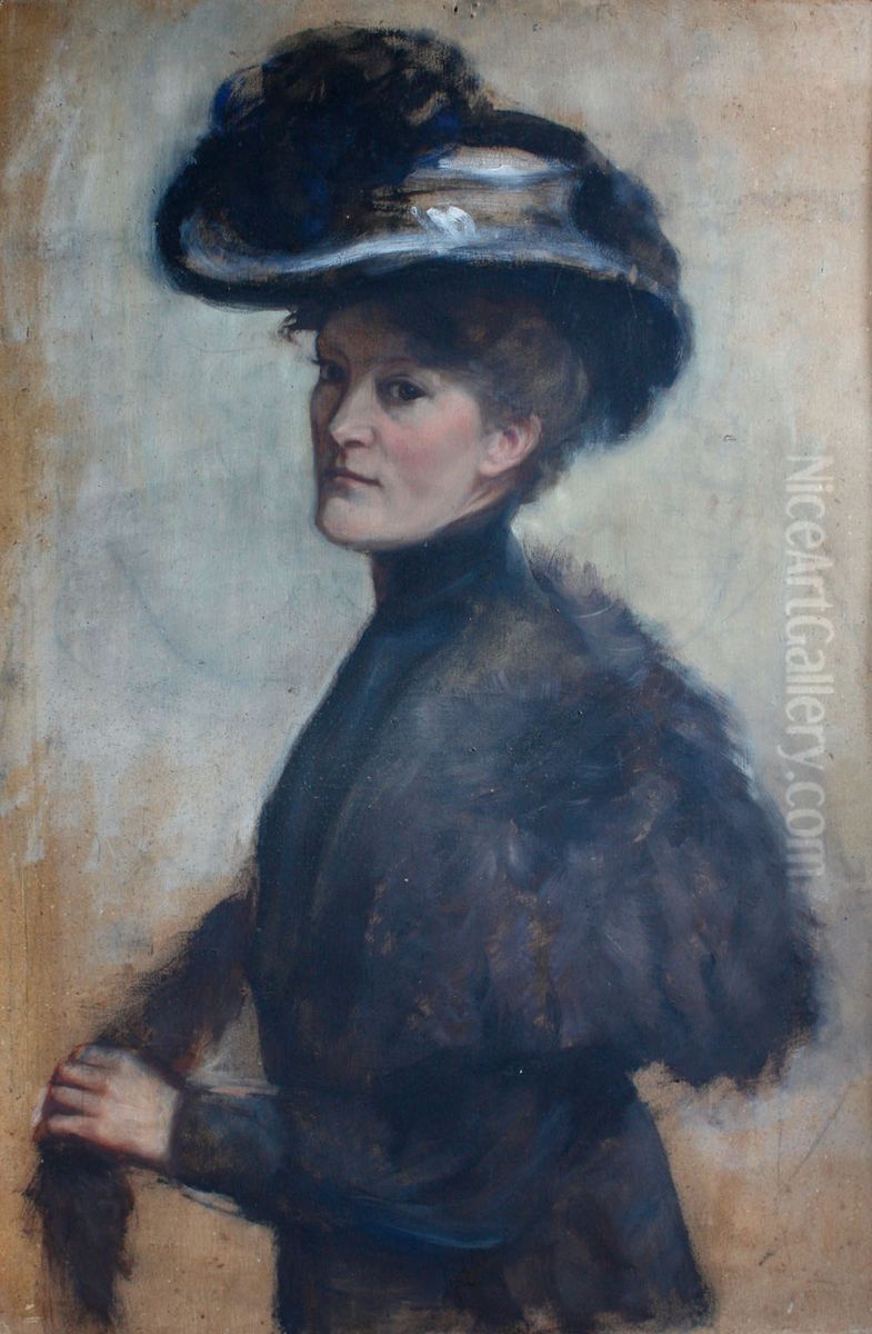 Selbstbildnis der Malerin Oil Painting by Fanny Inama von Sternegg