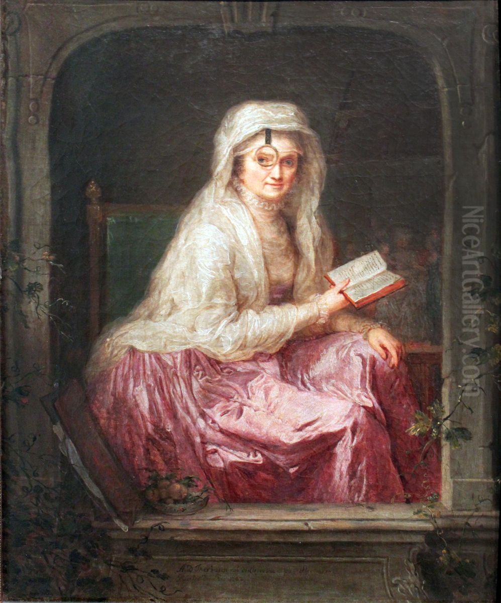 Self-Portrait with Monocle Oil Painting by Anna Dorothea Therbusch