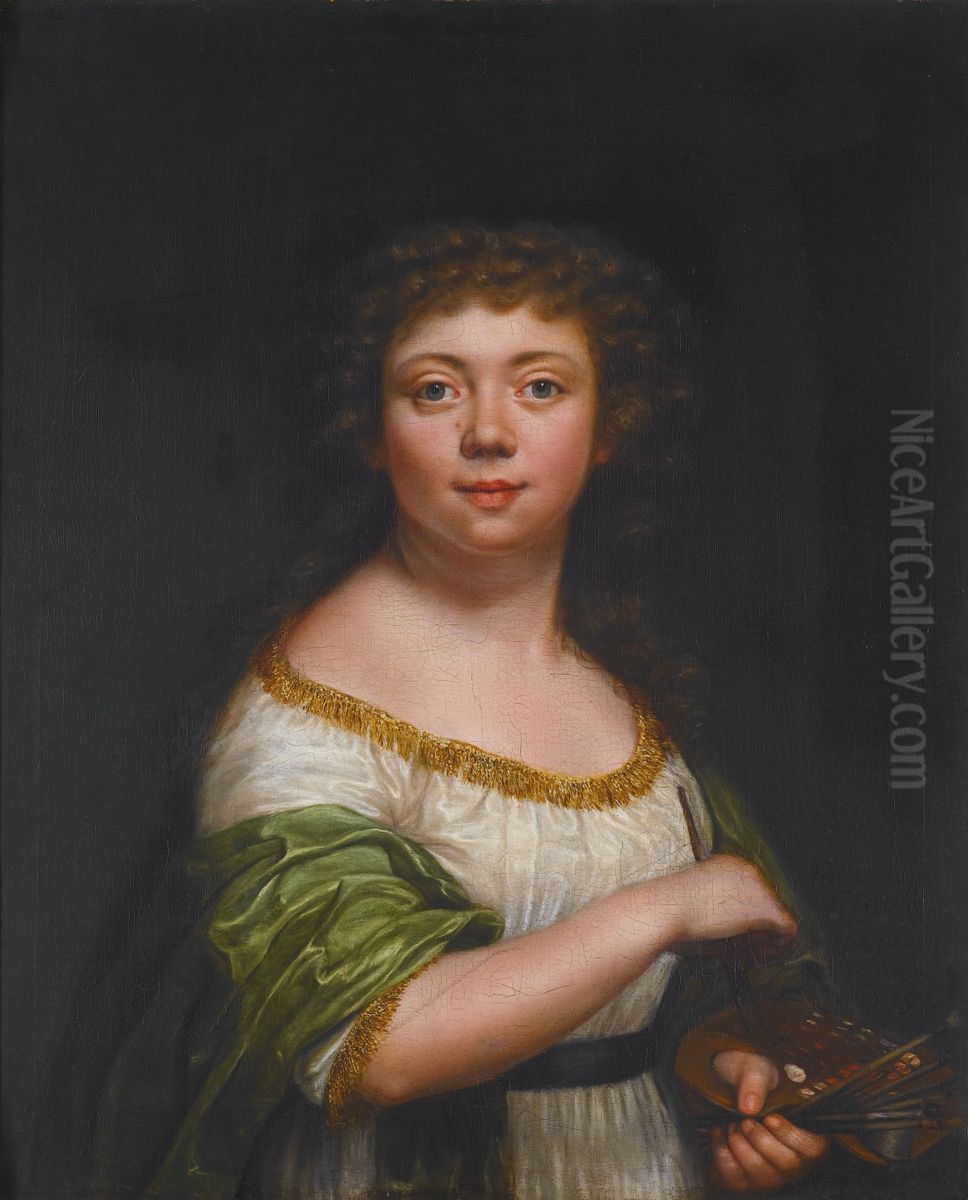 Self portrait of the artist, aged twenty-one Oil Painting by Friederike Julie Lisiewska
