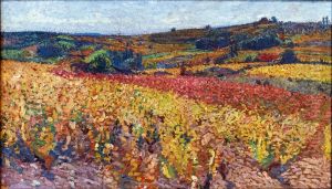 Vignes en automne etude pour Les Vendanges