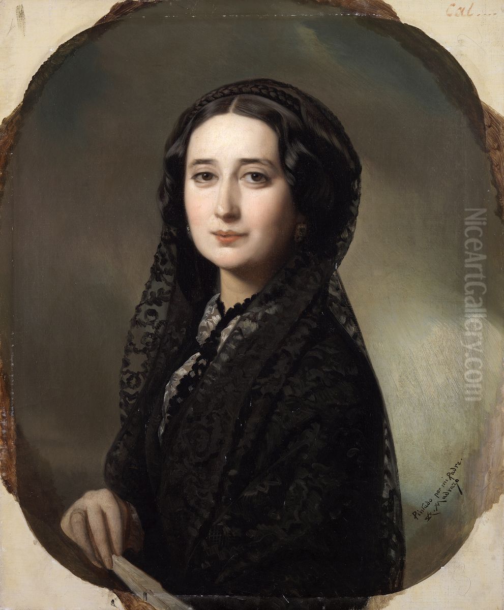 Carolina Coronado Oil Painting by Federico de Madrazo y Kuntz