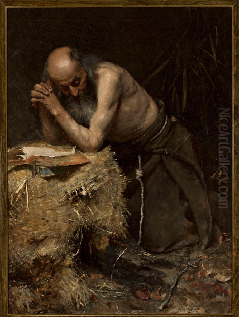 Anchorite Oil Painting by Teodor Axentowicz
