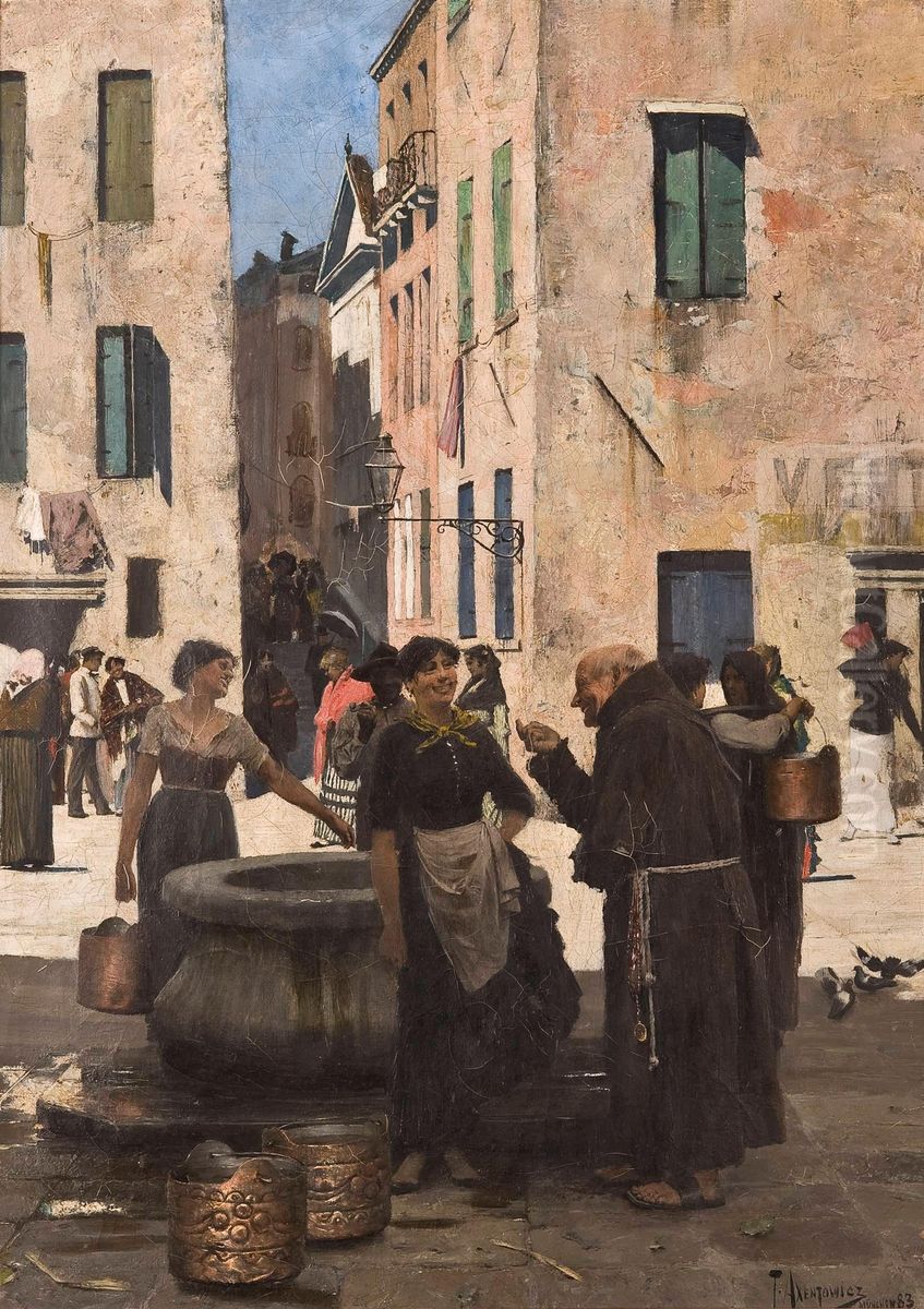 Przy studni Oil Painting by Teodor Axentowicz