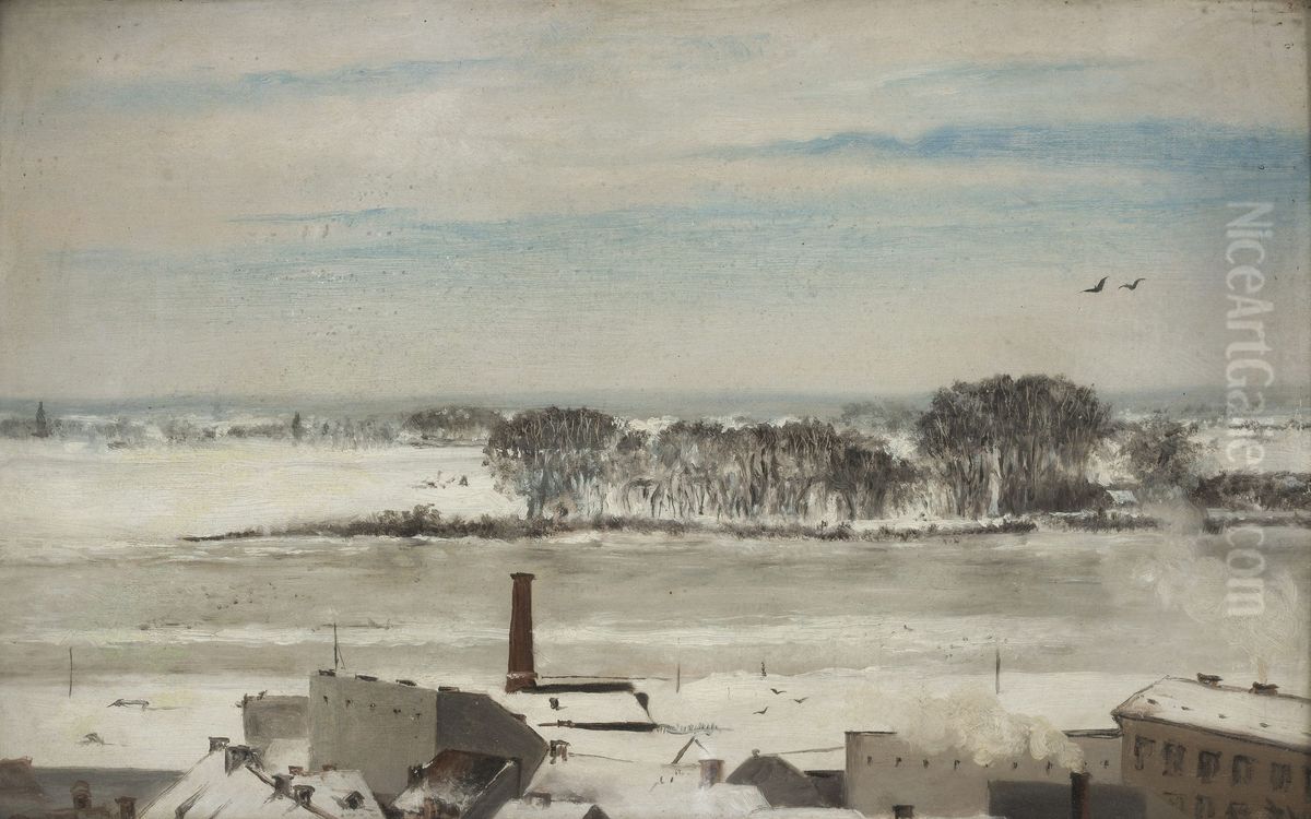 View from the conservatory windows Oil Painting by Anna Bilinska-Bohdanowicz