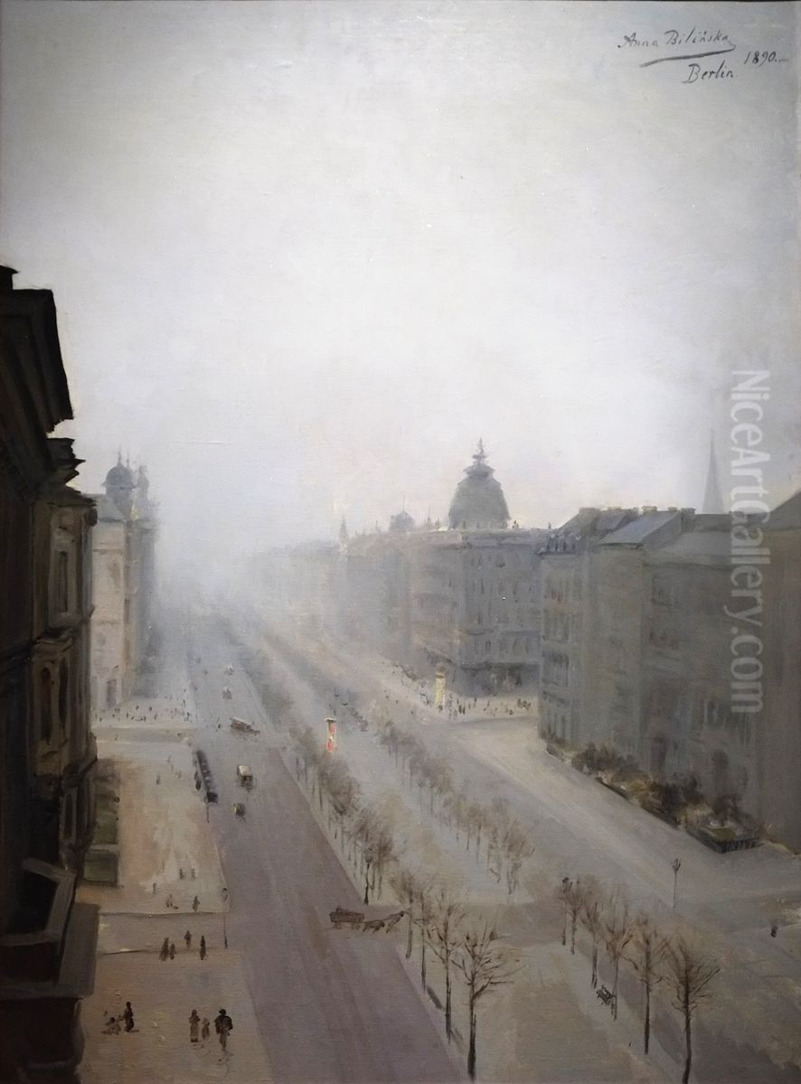 Unter den Linden Street in Berlin Oil Painting by Anna Bilinska-Bohdanowicz
