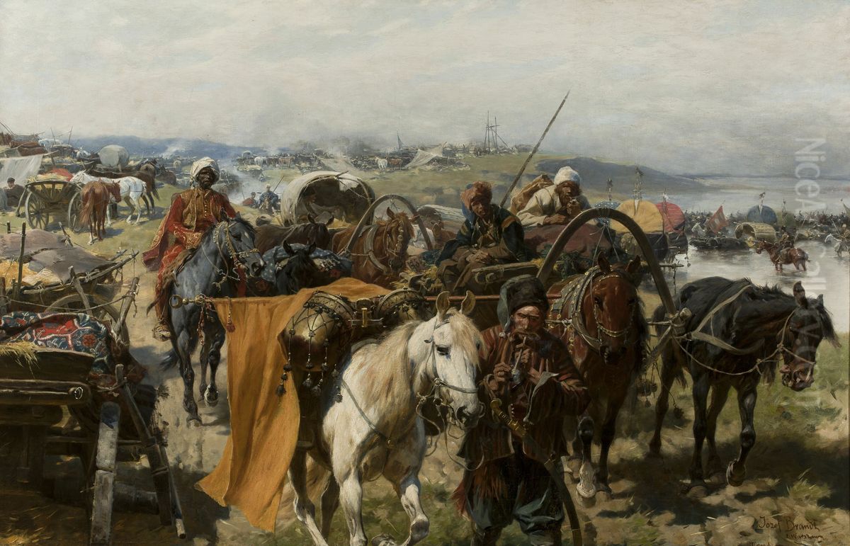Zaporozhian camp Oil Painting by Jozef Brandt