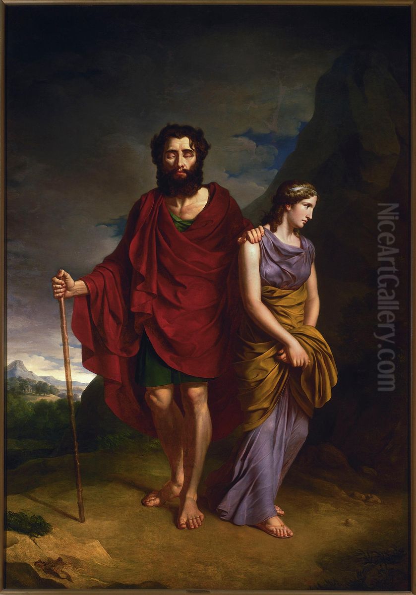Edyp i Antygona Oil Painting by Antoni Brodowski