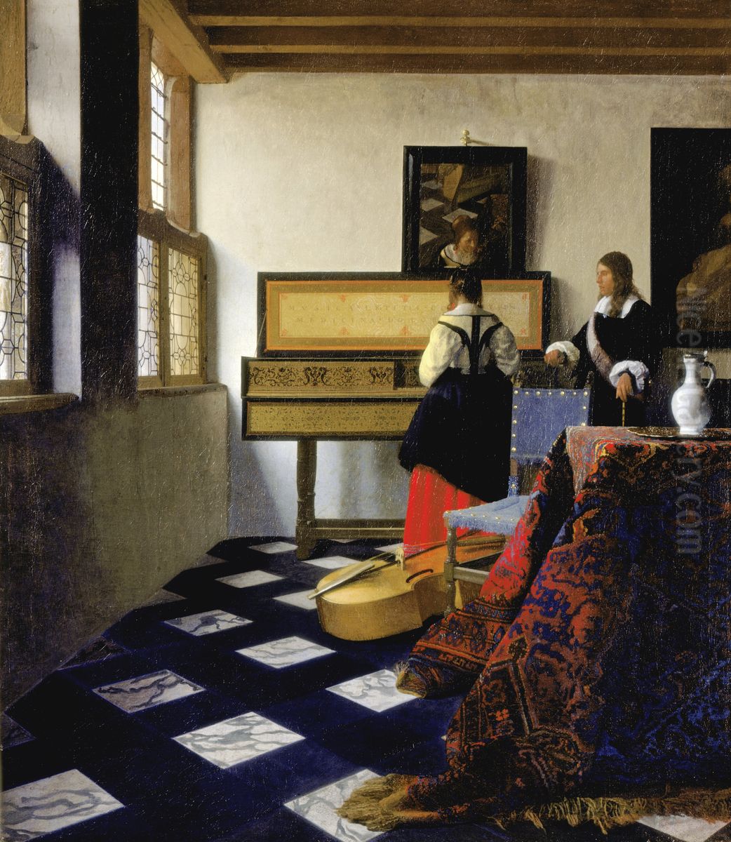The Music Lesson Oil Painting by Jan Vermeer Van Delft