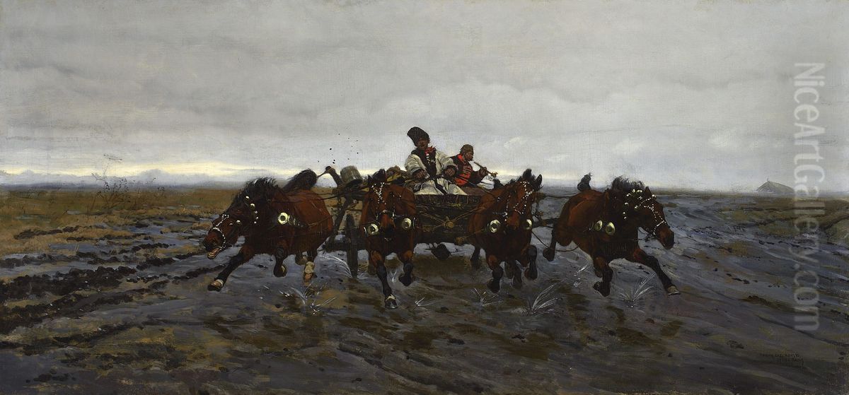 Czworka Oil Painting by Jozef Chelmonski