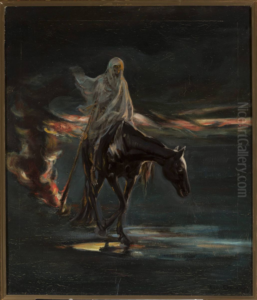 Death and conflagration, central section of the triptych 