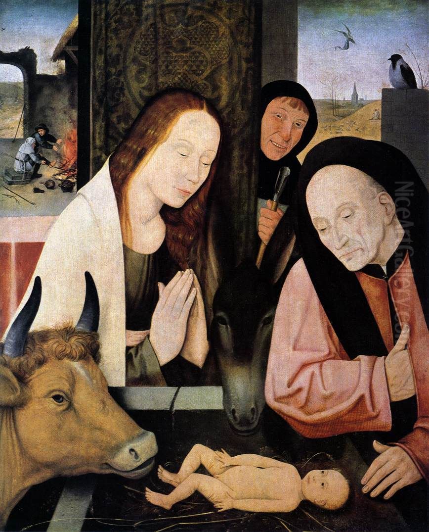 The Nativity / The Adoration of the Christ Child Oil Painting by Hieronymous Bosch