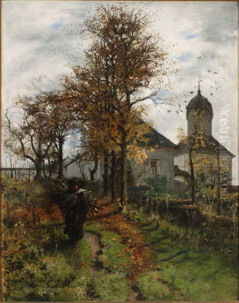 Opuszczona plebania Oil Painting by Albert Chmielowski