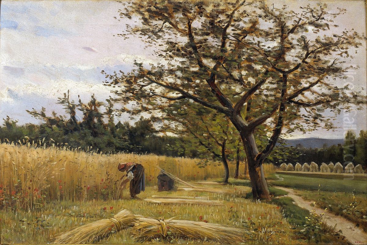 Reaping Oil Painting by Joaquim Vayreda i Vila