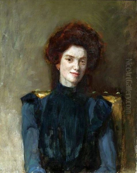 Portret rudej kobiety Oil Painting by Jan Ciaglinski