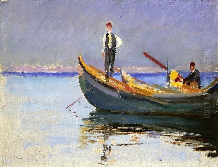 Boats on the sea. From the journey to Constantinople Oil Painting by Jan Ciaglinski