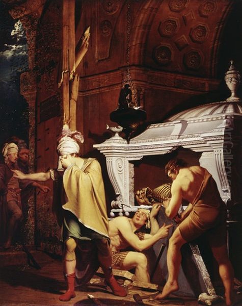 MiravanBreaking Open the Tomb of his Ancestors Oil Painting by Joseph Wright of Derby