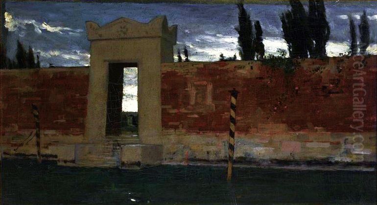Cemetery in Venice, sketch Oil Painting by Wladyslaw Czachorski