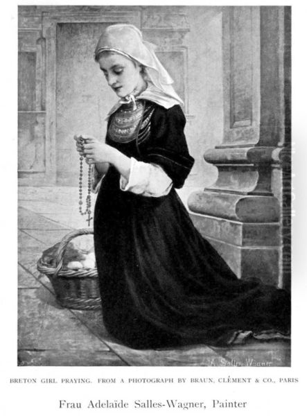 Breton Girl Praying Oil Painting by Adelaide Salles-Wagner