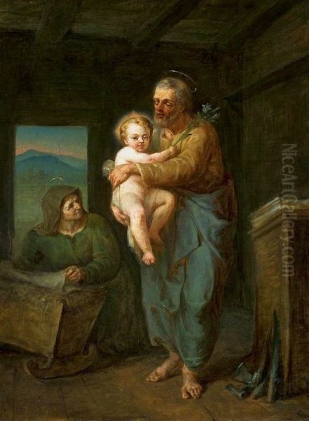 St. Joseph with Jesus and St. Anne Oil Painting by Wojciech Gerson