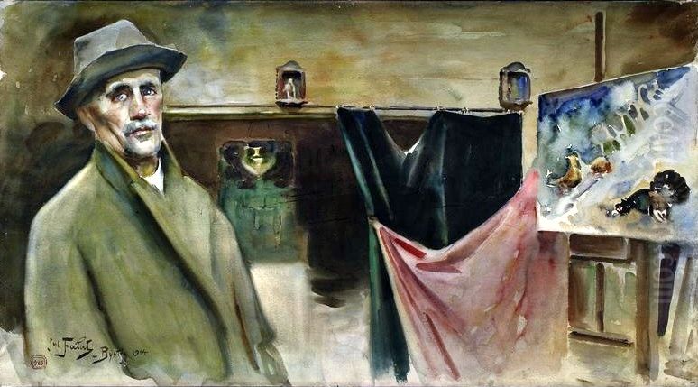 Self-portrait in a studio. Oil Painting by Julian Falat Self-portrait in a studio. Oil Painting by Julian Falat
