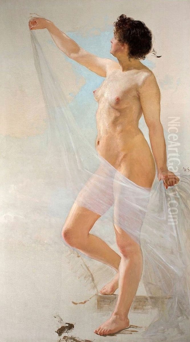 Female nude, study Oil Painting by Wojciech Gerson