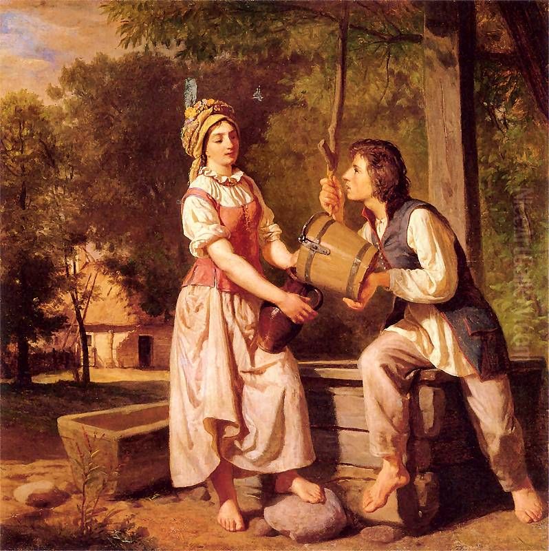 Przy studni. Oil Painting by Wojciech Gerson