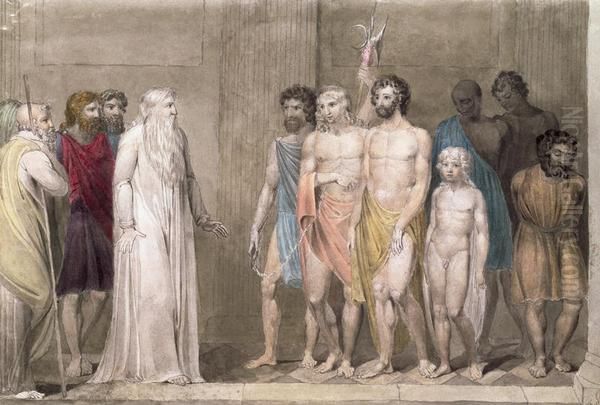 St Gregory and the British Captives Anecdote from Bede Non Angli sed Angeli -- Not Angles but Angels Oil Painting by William Blake